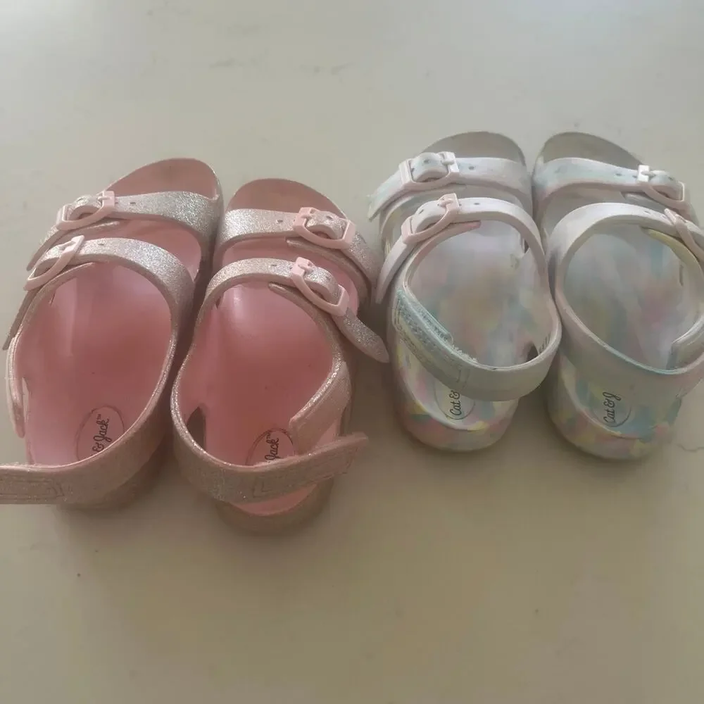 Girls Cat & Jack two pair sandal bundle size 12